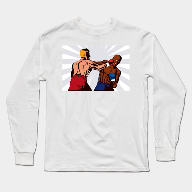 Boxer Boxing Knockout Punch Retro Long Sleeve T-Shirt by retrovectors